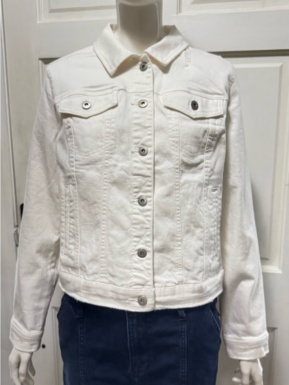 Studio Park Cotton Off-White Denim Trucker Jacket Size Small